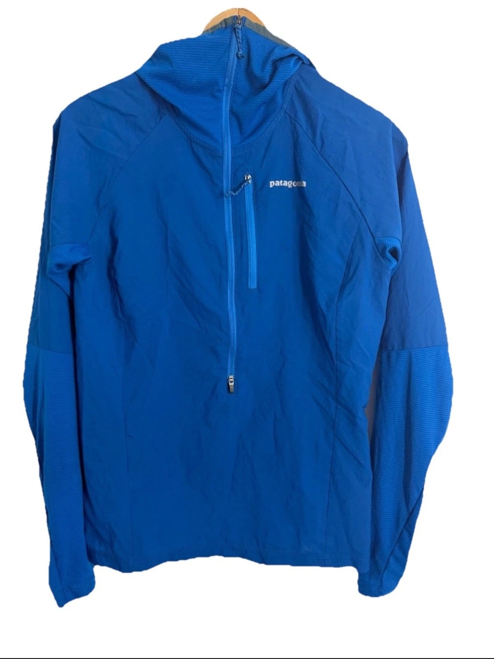 Patagonia Women's Airshed Pro Pullover XS Blue Hooded Half Zip Trail Running